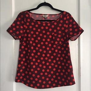 Lands End red polka dot top